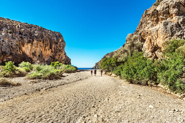 Exit from the gorge to the sea. Agiofarango, Crete, Greece.