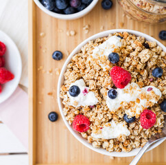 muesli with berries and creamy curd quark