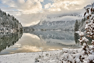 Eibsee Bavaria during winter 