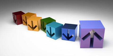 Business conceptual cubes, success and leadership theme, original 3d rendering