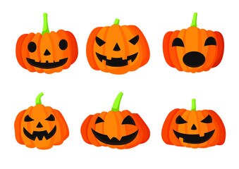 Pumpkin fruit and halloween face design on white background illustration vector