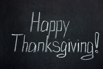 
Lettering on a chalk board Happy Thanksgiving. Holiday in the USA