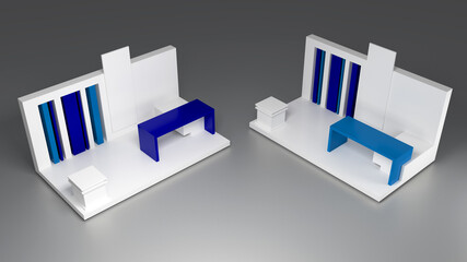 Empty exhibition booth, copy space illustration, original design 3d rendering