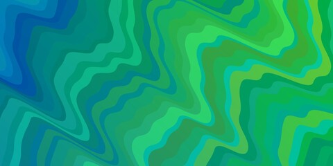 Light Blue, Green vector background with wry lines. Abstract illustration with gradient bows. Template for your UI design.