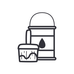 paint bucket and brush line style icon vector design