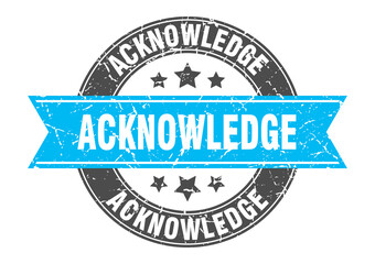 Fototapeta premium acknowledge round stamp with ribbon. label sign