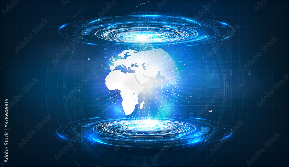 Leinwandbilder world map network connection lines background. magic blue portal on futuristic background. magic cir