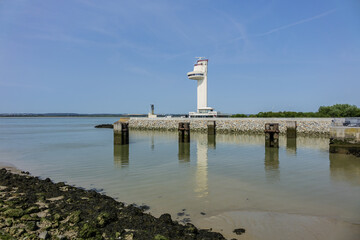 Honfleur port entrance and control tower. Honfleur, Normandy, France.