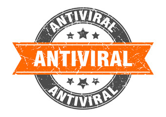 antiviral round stamp with ribbon. label sign