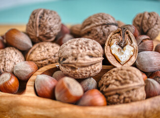 Lots of walnuts stacked side by side.