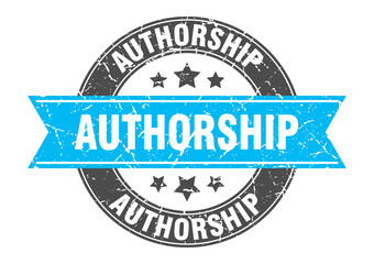 Obraz premium authorship round stamp with ribbon. label sign