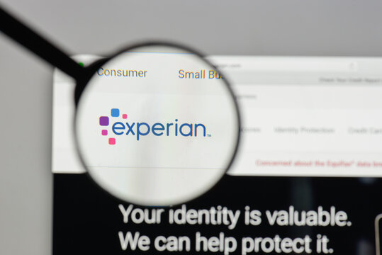 Milan, Italy - August 10, 2017: Experian logo on the website homepage.