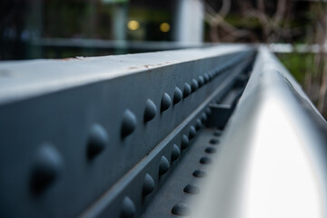 Close up of steel beam with rivets