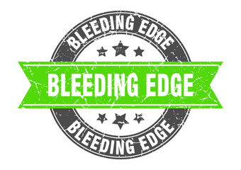 bleeding edge round stamp with ribbon. label sign