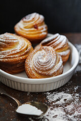 Craffins on a platter, with raspberry filling