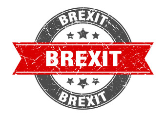 brexit round stamp with ribbon. label sign