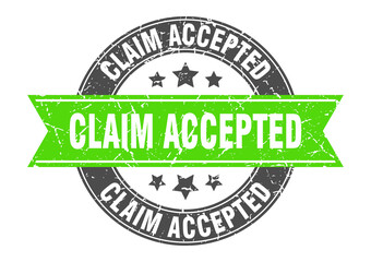 claim accepted round stamp with ribbon. label sign