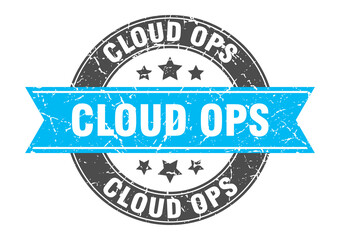 Obraz premium cloud ops round stamp with ribbon. label sign