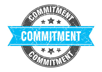 commitment round stamp with ribbon. label sign