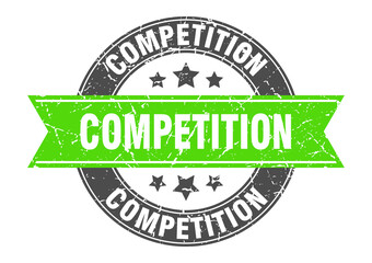 competition round stamp with ribbon. label sign