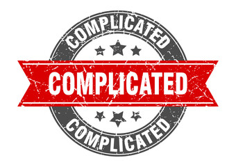 complicated round stamp with ribbon. label sign