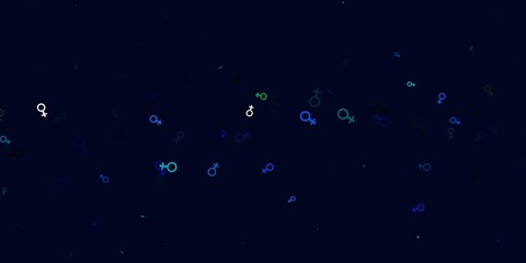 Light Blue, Green vector texture with women's rights symbols.