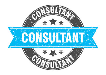 consultant round stamp with ribbon. label sign
