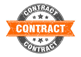 contract round stamp with ribbon. label sign