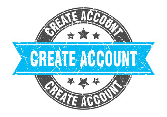 Fototapeta premium create account round stamp with ribbon. label sign