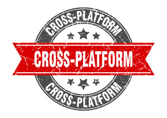 Obraz premium cross-platform round stamp with ribbon. label sign