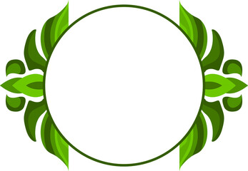 Vector Design of a Green Leaf Ornament Circle Frame with a Nature Theme
