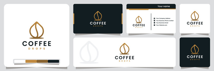 coffee drops, with gold color , logo design inspiration