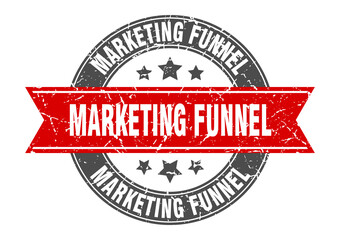 marketing funnel round stamp with ribbon. label sign