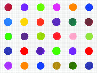 Set of round colorful vector shapes. Abstract vector banner. Design elements. Colorful circles background in oil painting style. Abstract logo on white background.