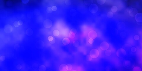 Dark Purple vector background with bubbles. Modern abstract illustration with colorful circle shapes. New template for a brand book.