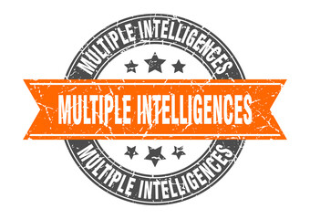 multiple intelligences round stamp with ribbon. label sign