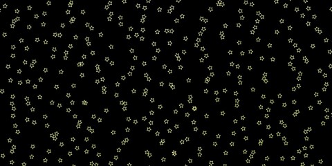Obraz premium Dark Green, Yellow vector texture with beautiful stars. Shining colorful illustration with small and big stars. Best design for your ad, poster, banner.