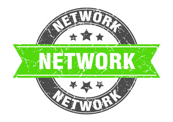 network round stamp with ribbon. label sign