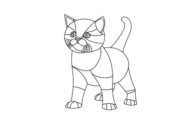 Cat line illustration. Geometric abstract animal drawings. Contour drawing.
