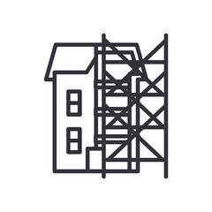 house with ladders line style icon vector design