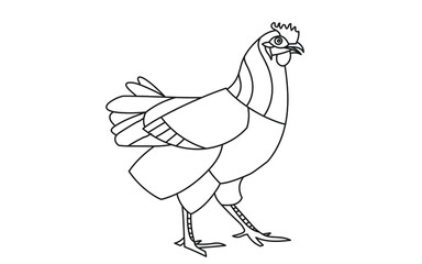Chicken line illustration. Geometric abstract animal drawings. Contour drawing.