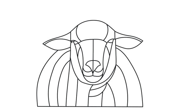 recommend clip art: Sheep line illustration. Geometric abstract animal drawings. Contour drawing.