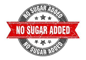 Obraz premium no sugar added round stamp with ribbon. label sign