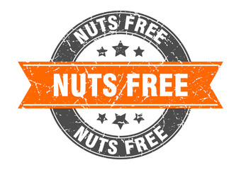 nuts free round stamp with ribbon. label sign