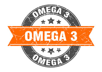 omega 3 round stamp with ribbon. label sign
