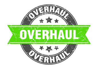 overhaul round stamp with ribbon. label sign