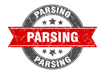 parsing round stamp with ribbon. label sign