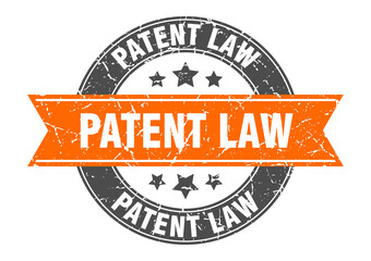 patent law round stamp with ribbon. label sign