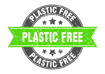 plastic free round stamp with ribbon. label sign