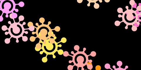 Dark pink, yellow vector template with flu signs.